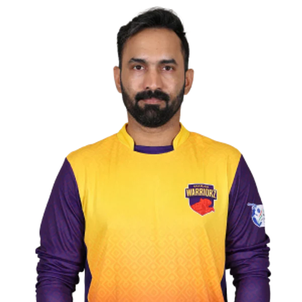 Dinesh Karthik portrait in Official Sharjah Warriorz Season 4 squad shirt