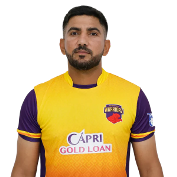 Junaid Siddique portrait in Official Sharjah Warriorz Season 4 squad shirt