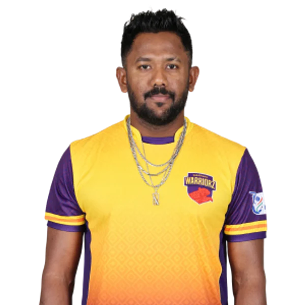 Mohamed Aslam portrait in Official Sharjah Warriorz Season 4 squad shirt