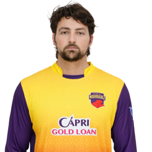 Tim David portrait in Official Sharjah Warriorz Season 4 squad shirt