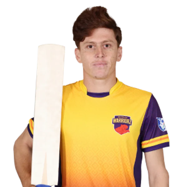 Wafiqullah Tarakhil portrait in Official Sharjah Warriorz Season 4 squad shirt
