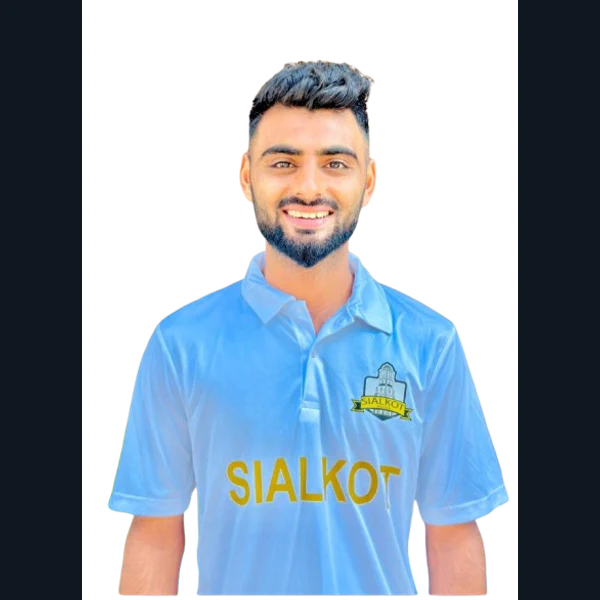 Aashir Mehmood portrait in Official Sialkot playing shirt