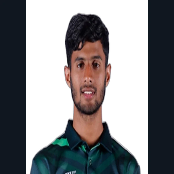 Abdul Subhan portrait in Official Pakistan domestic player shirt