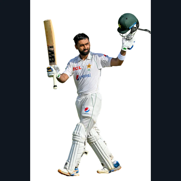 Abdullah Shafique portrait in Official Pakistan Test shirt