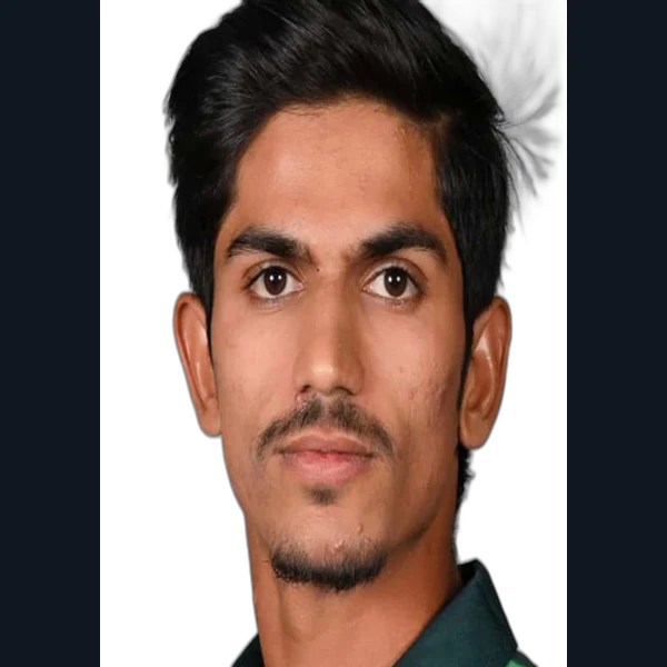 Ahmad Hassan portrait in Official Pakistan domestic player shirt