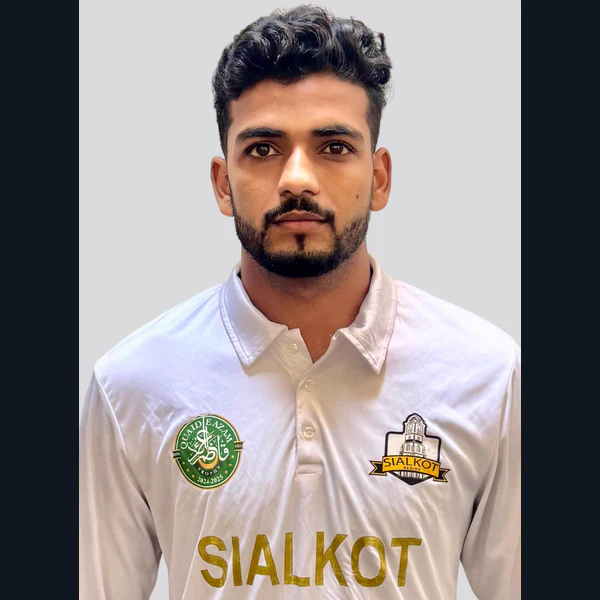 Awais Ali portrait in Official Sialkot first-class shirt