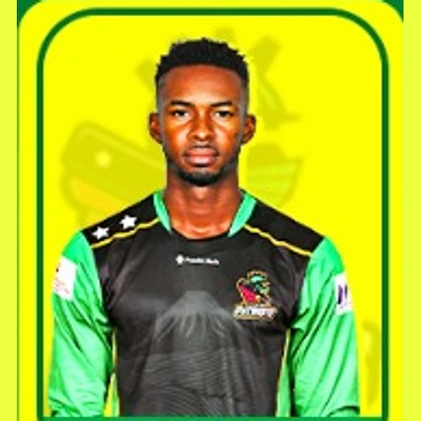 Alick Athanaze portrait in Official St Kitts and Nevis Patriots 2026 squad shirt