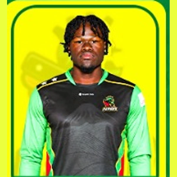 Micah McKenzie portrait in Official St Kitts and Nevis Patriots 2026 squad shirt