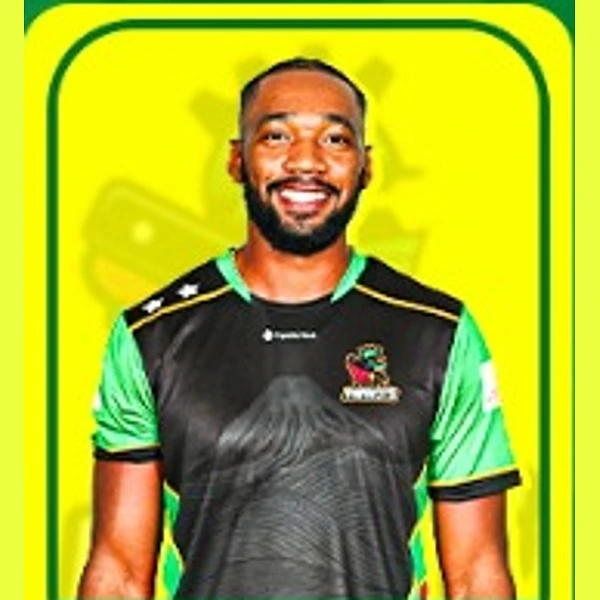 Mikyle Louis portrait in Official St Kitts and Nevis Patriots 2026 squad shirt