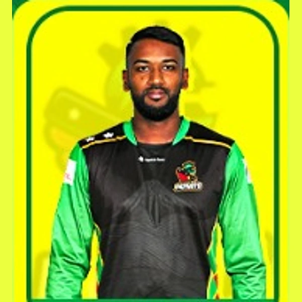 Navin Bidaisee portrait in Official St Kitts and Nevis Patriots 2026 squad shirt