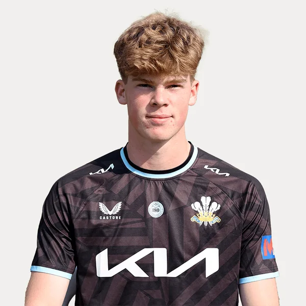 Alex French portrait in Official Surrey squad shirt