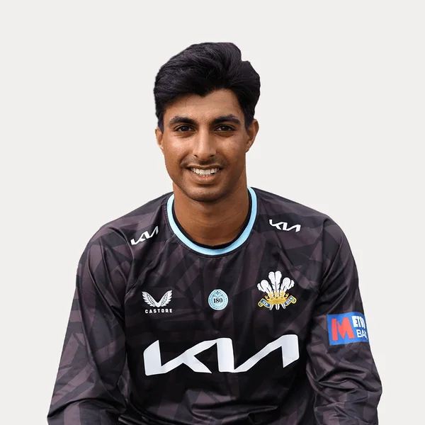 Nikhil Gorantla portrait in Official Surrey squad shirt