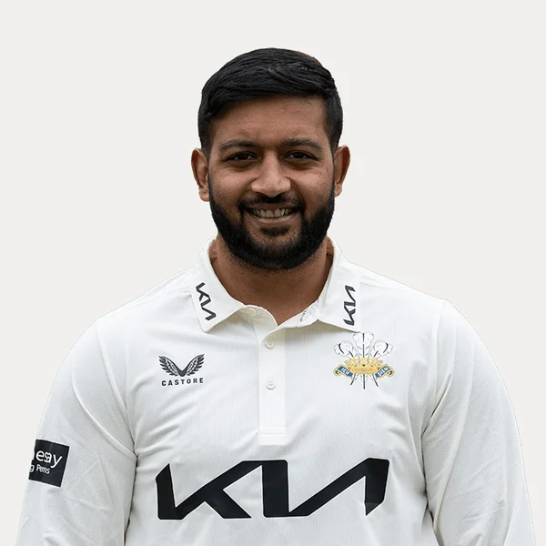 Ryan Patel portrait in Official Surrey squad shirt