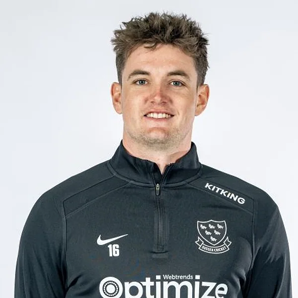 Jack Carson portrait in Official Sussex player-directory shirt or playing portrait