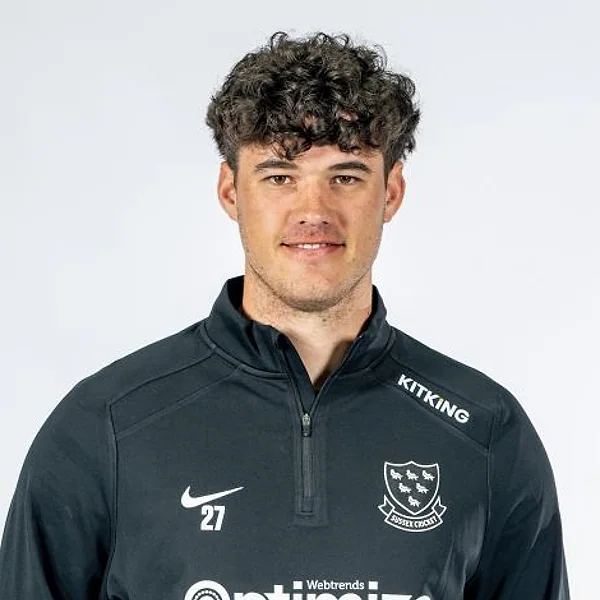 Tom Clark portrait in Official Sussex player-directory shirt or playing portrait