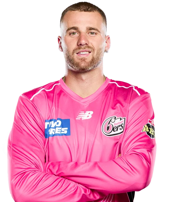 Fergus O'Neill portrait in Official Sydney Sixers BBL squad shirt