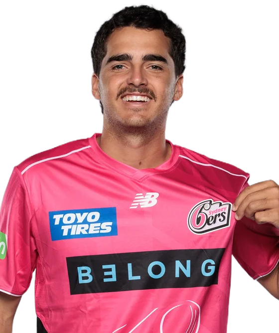 Joel Davies portrait in Official Sydney Sixers BBL squad shirt