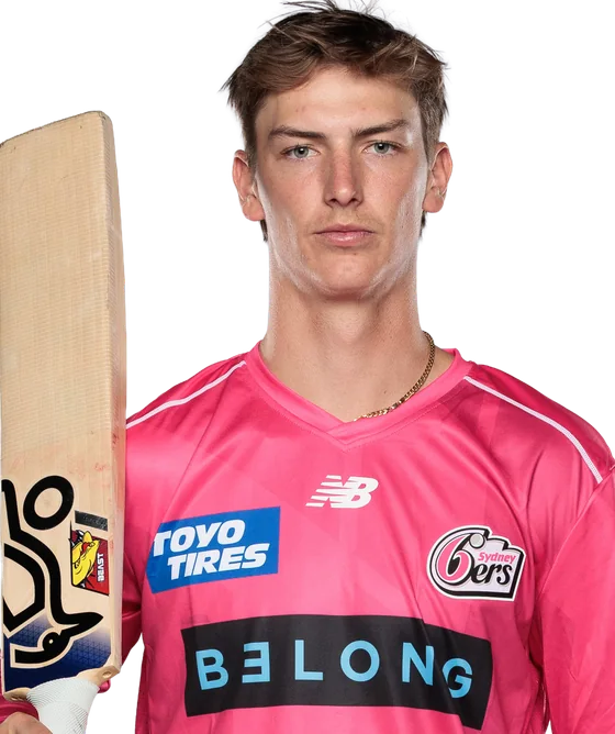 Lachlan Shaw portrait in Official Sydney Sixers BBL squad shirt