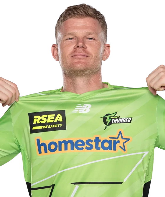 Sam Billings portrait in Official Sydney Thunder BBL squad shirt