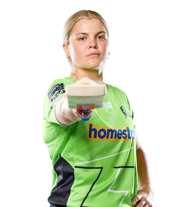 Georgia Voll portrait in Official Sydney Thunder WBBL squad shirt