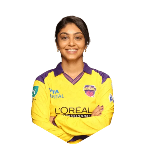 Harleen Deol portrait in Official UP Warriorz 2026 squad shirt