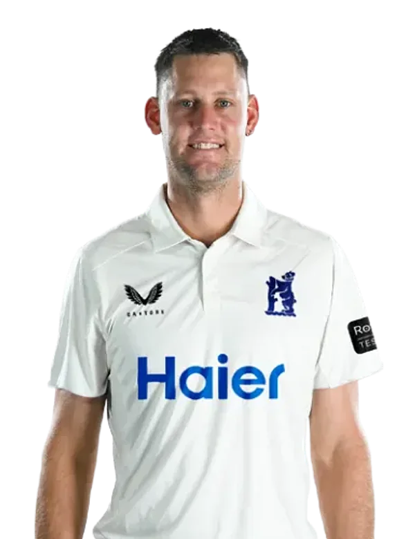 Beau Webster portrait in Official Warwickshire men's squad shirt