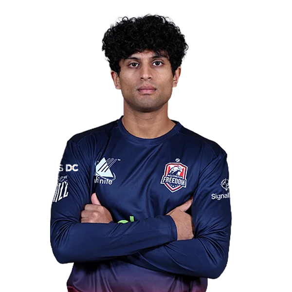 Rachin Ravindra portrait in Official Washington Freedom squad shirt